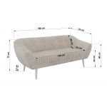 Sofa PIRS 3 - beżowy, sztruks - nóżki,  biały