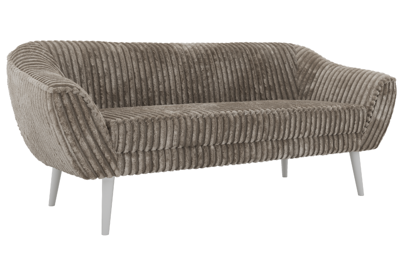 Sofa PIRS 3 - jasnobrązowy, sztruks - nóżki,  biały