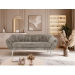 Sofa PIRS 3 - jasnobrązowy, sztruks - nóżki,  biały