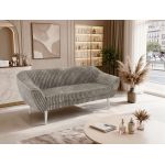 Sofa PIRS 3 - jasnobrązowy, sztruks - nóżki,  biały