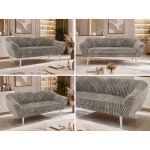 Sofa PIRS 3 - jasnobrązowy, sztruks - nóżki,  biały