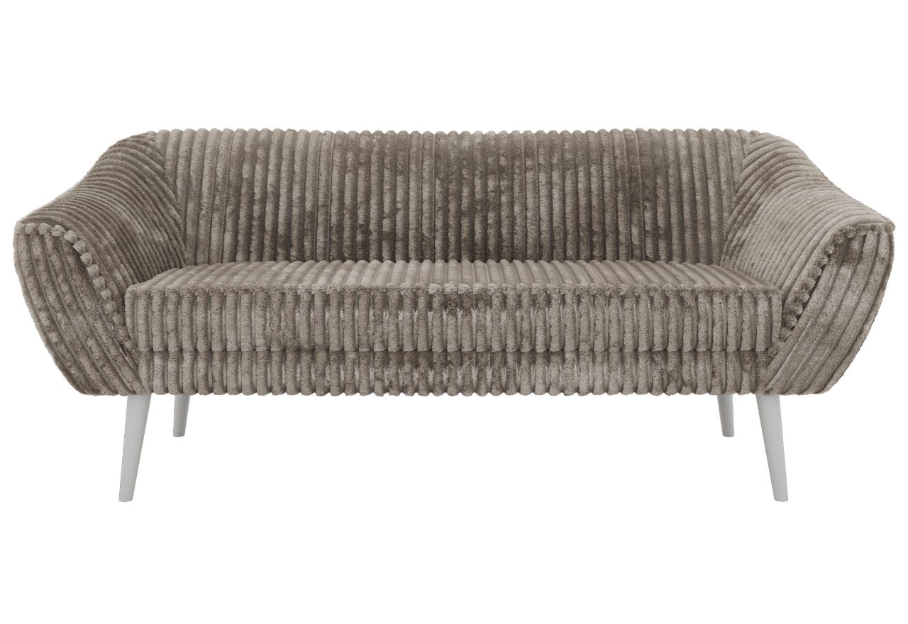 Sofa PIRS 3 - jasnobrązowy, sztruks - nóżki,  biały