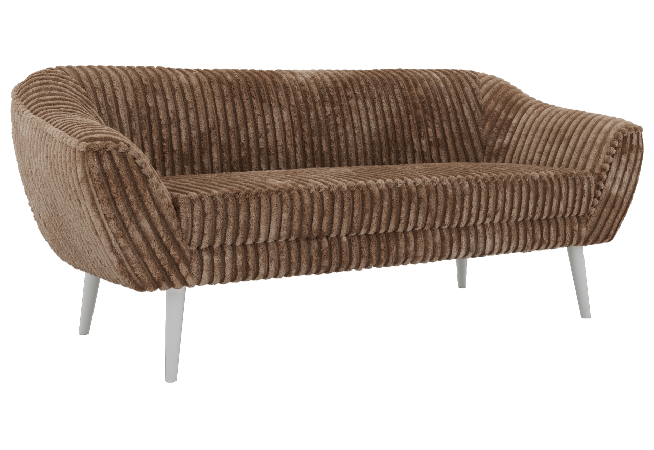 Sofa PIRS 3 - brązowy, sztruks - nóżki,  biały