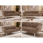 Sofa PIRS 3 - brązowy, sztruks - nóżki,  biały