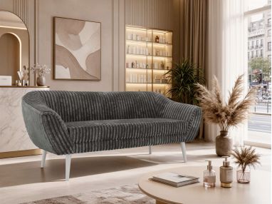 Sofa PIRS 3 - szary, sztruks - nóżki,  biały