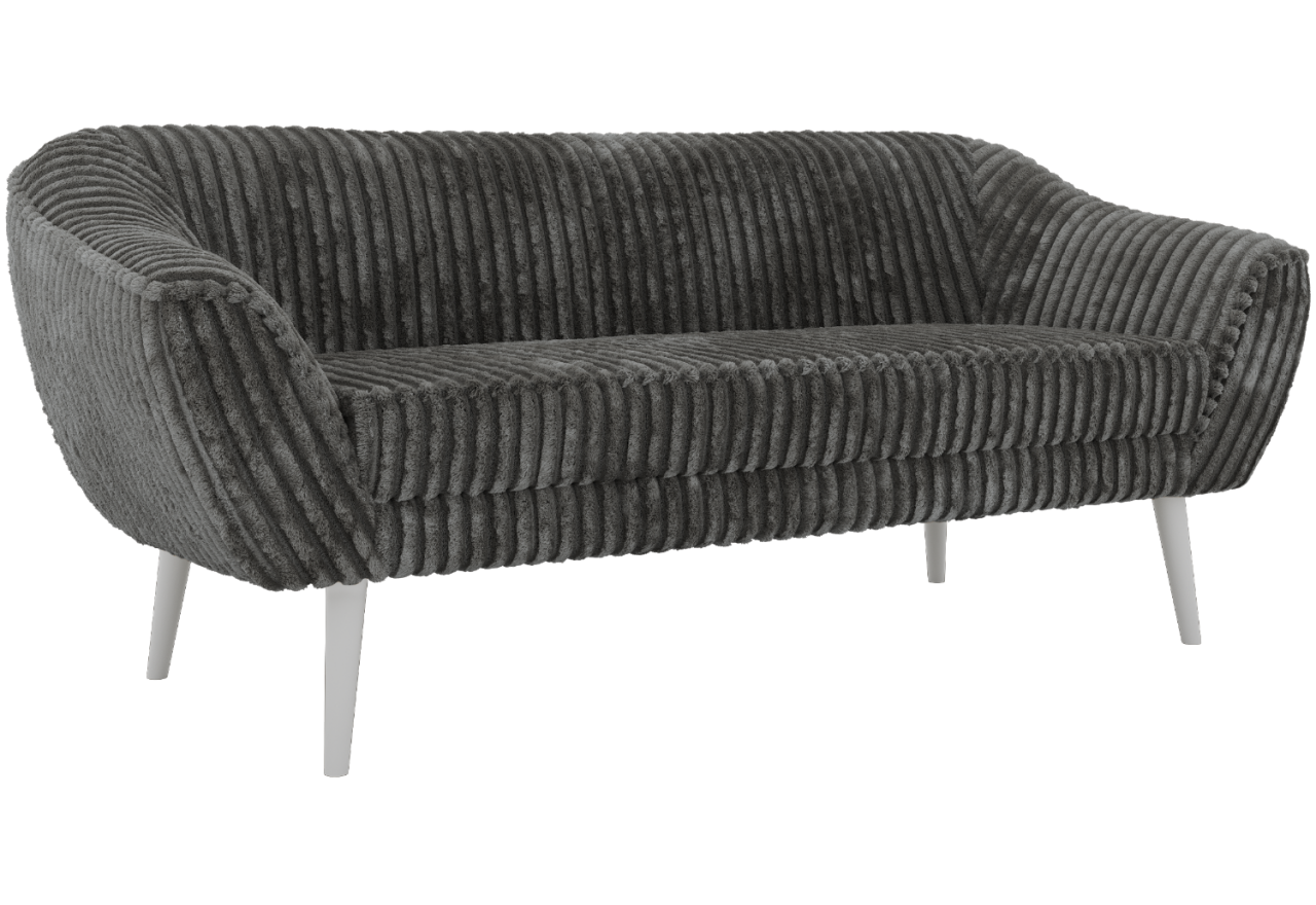 Sofa PIRS 3 - szary, sztruks - nóżki,  biały