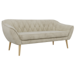 Sofa PIRS 3 - kremowy, welwet - nóżki,  buk