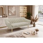 Sofa PIRS 3 - kremowy, welwet - nóżki,  buk