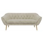 Sofa PIRS 3 - kremowy, welwet - nóżki,  buk