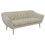 Sofa PIRS 3 - kremowy, welwet - nóżki,  buk