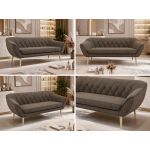 Sofa PIRS 3 - brązowy, welwet - nóżki,  buk