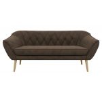Sofa PIRS 3 - brązowy, welwet - nóżki,  buk