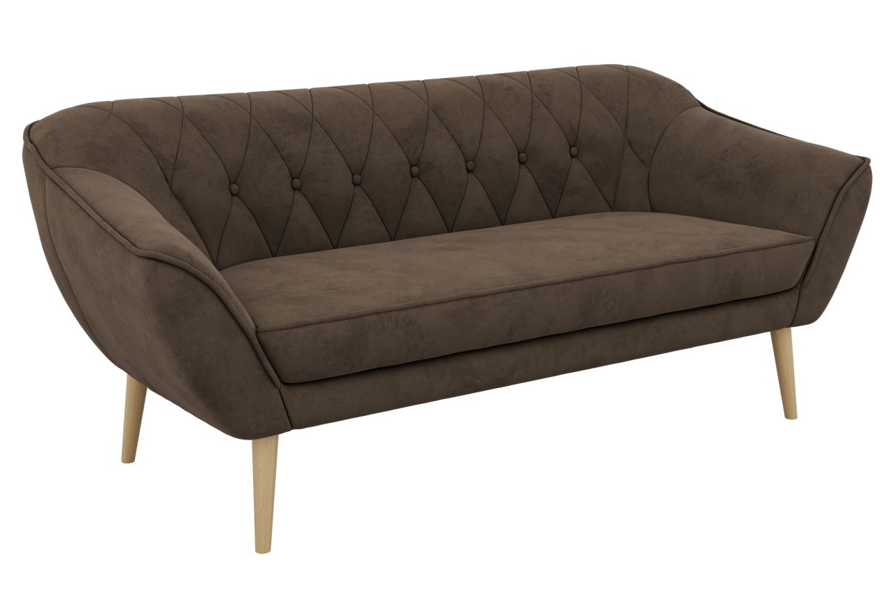 Sofa PIRS 3 - brązowy, welwet - nóżki,  buk