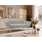 Sofa PIRS 3 - jasnoszary, welwet - nóżki,  buk