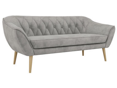 Sofa PIRS 3 - jasnoszary, welwet - nóżki,  buk