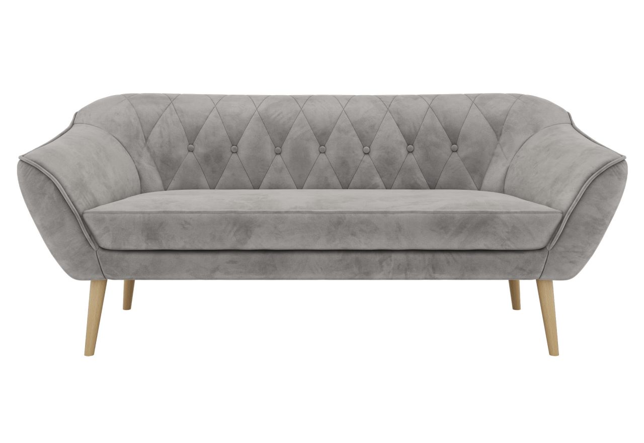Sofa PIRS 3 - jasnoszary, welwet - nóżki,  buk