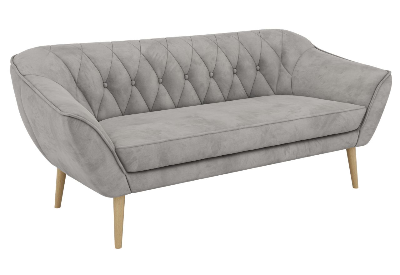 Sofa PIRS 3 - jasnoszary, welwet - nóżki,  buk