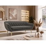 Sofa PIRS 3 - ciemnoszary, welwet - nóżki,  buk