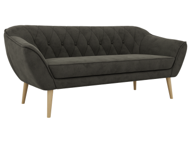 Sofa PIRS 3 - ciemnoszary, welwet - nóżki,  buk