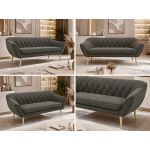 Sofa PIRS 3 - ciemnoszary, welwet - nóżki,  buk