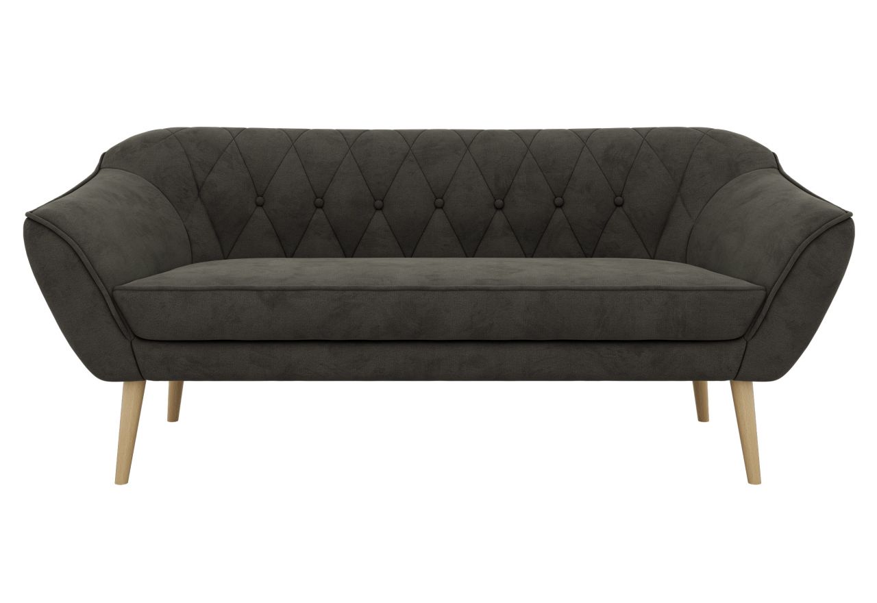 Sofa PIRS 3 - ciemnoszary, welwet - nóżki,  buk