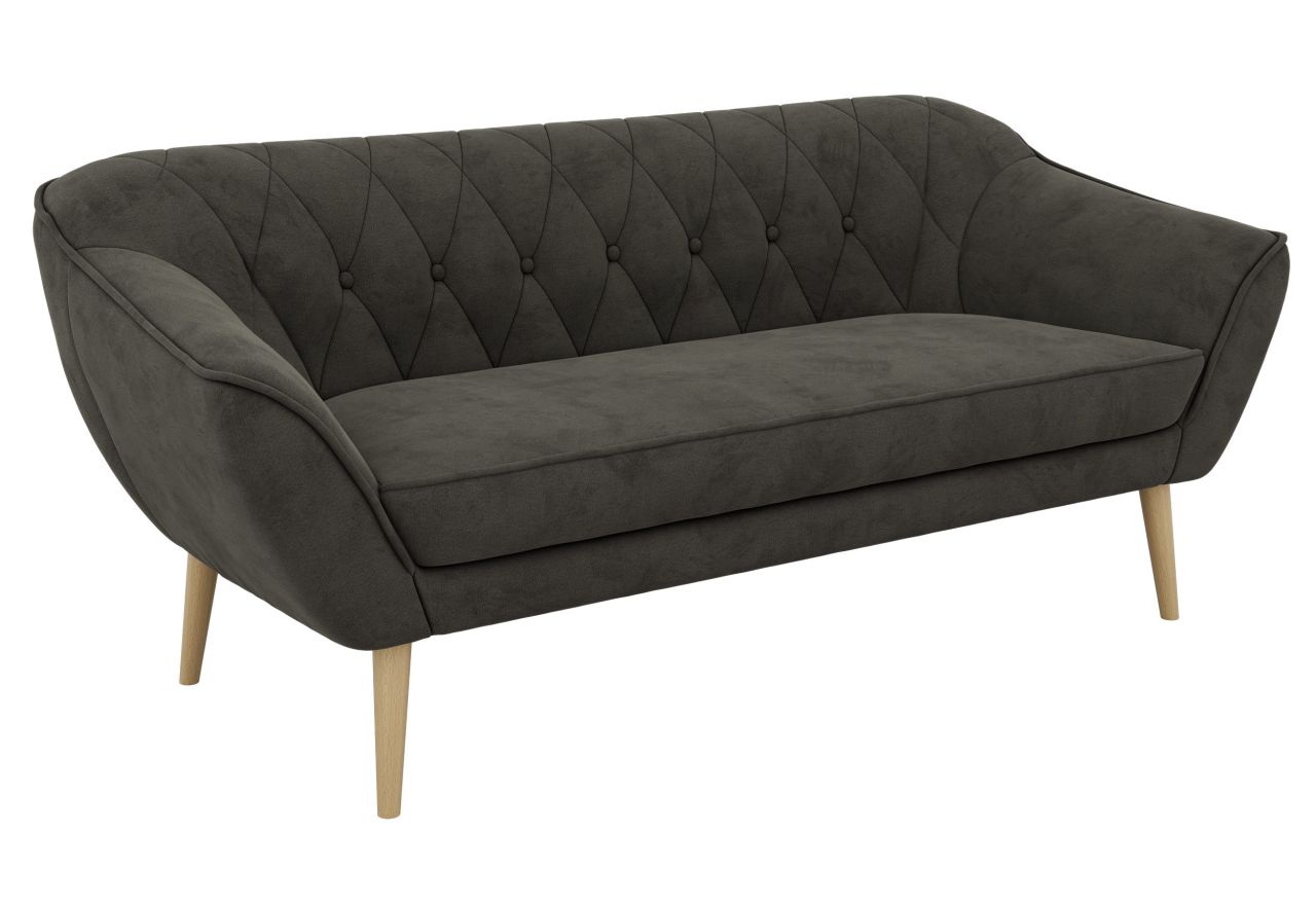 Sofa PIRS 3 - ciemnoszary, welwet - nóżki,  buk