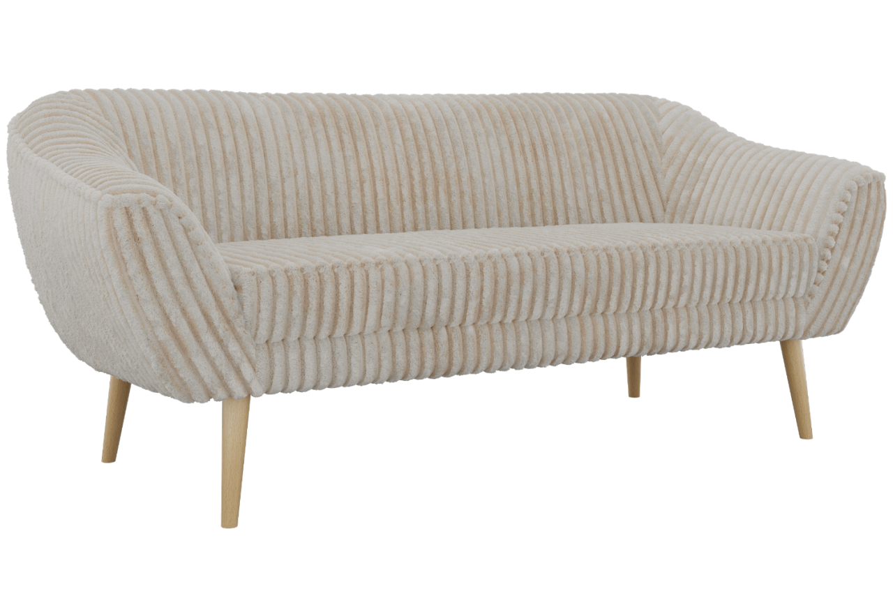 Sofa PIRS 3 - beżowy, sztruks - nóżki,  buk