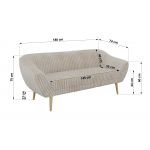 Sofa PIRS 3 - beżowy, sztruks - nóżki,  buk