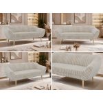Sofa PIRS 3 - beżowy, sztruks - nóżki,  buk