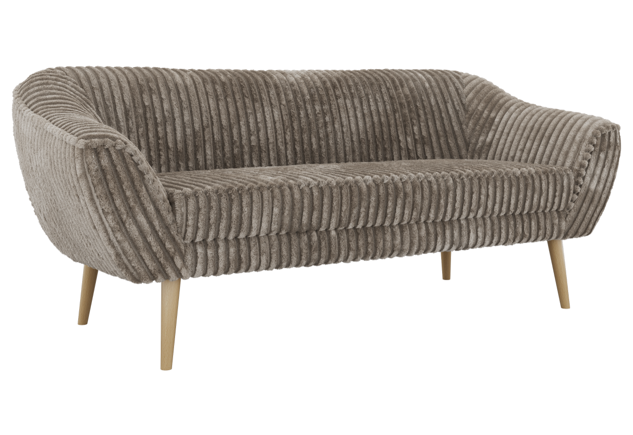 Sofa PIRS 3 - jasnobrązowy, sztruks - nóżki,  buk