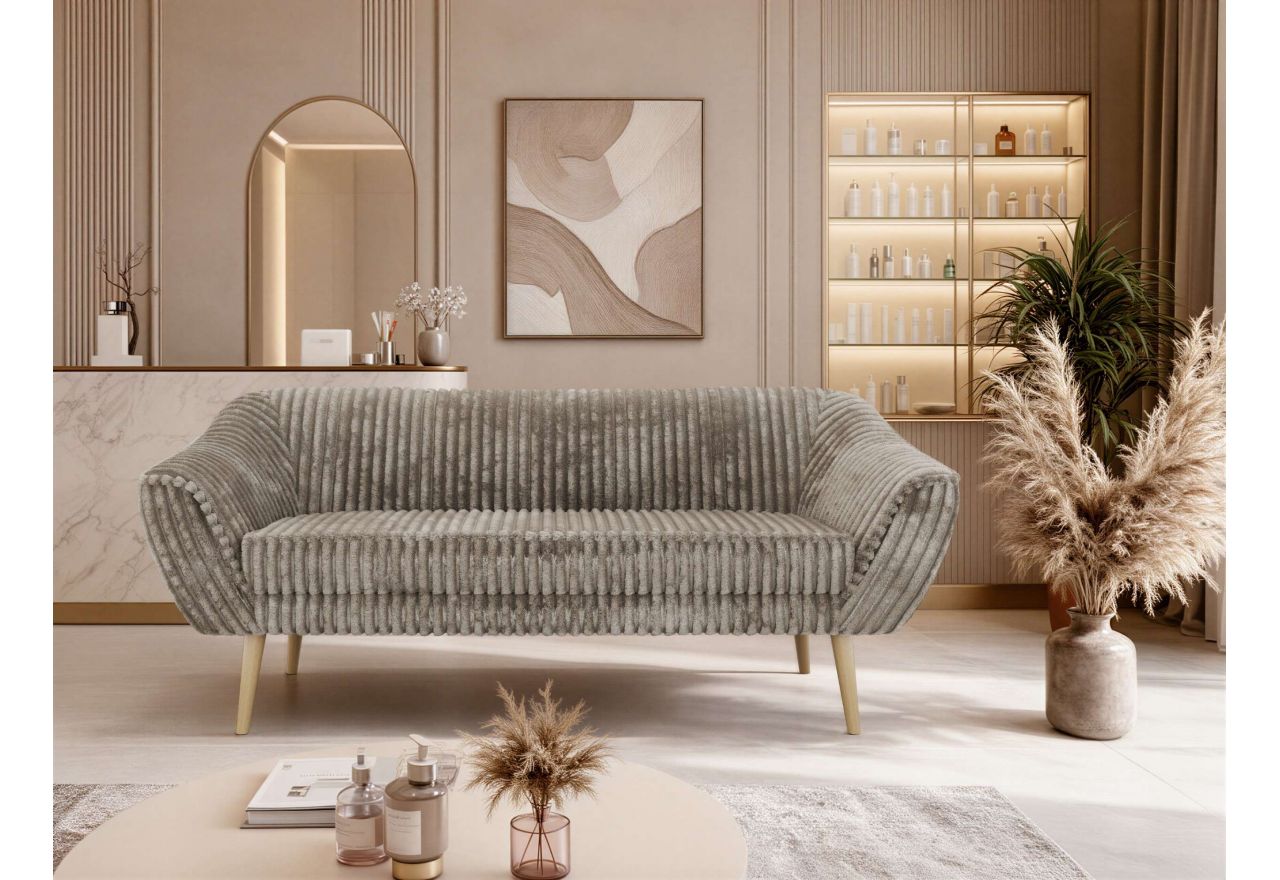 Sofa PIRS 3 - jasnobrązowy, sztruks - nóżki,  buk