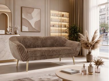 Sofa PIRS 3 - brązowy, sztruks - nóżki,  buk