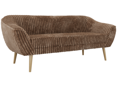 Sofa PIRS 3 - brązowy, sztruks - nóżki,  buk
