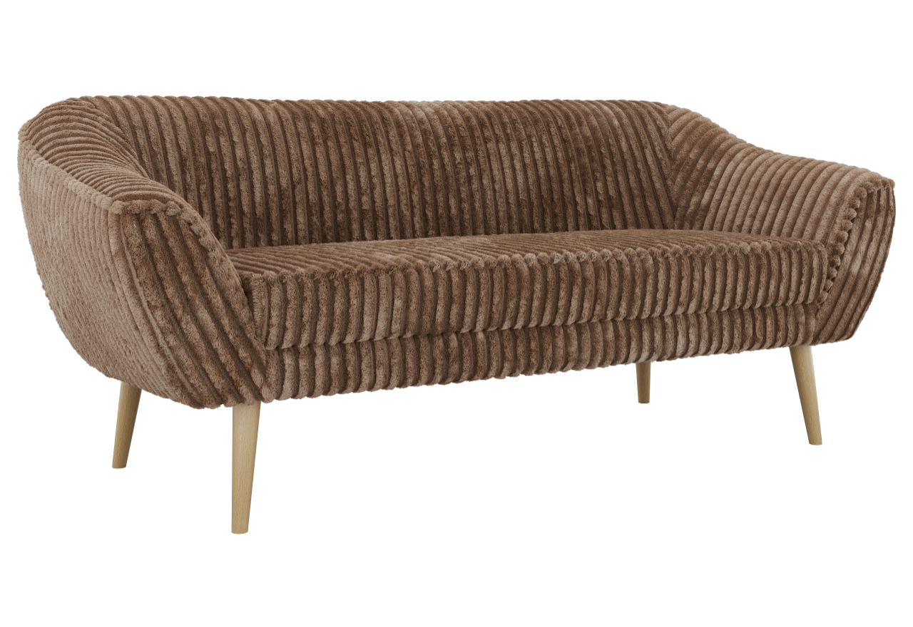 Sofa PIRS 3 - brązowy, sztruks - nóżki,  buk