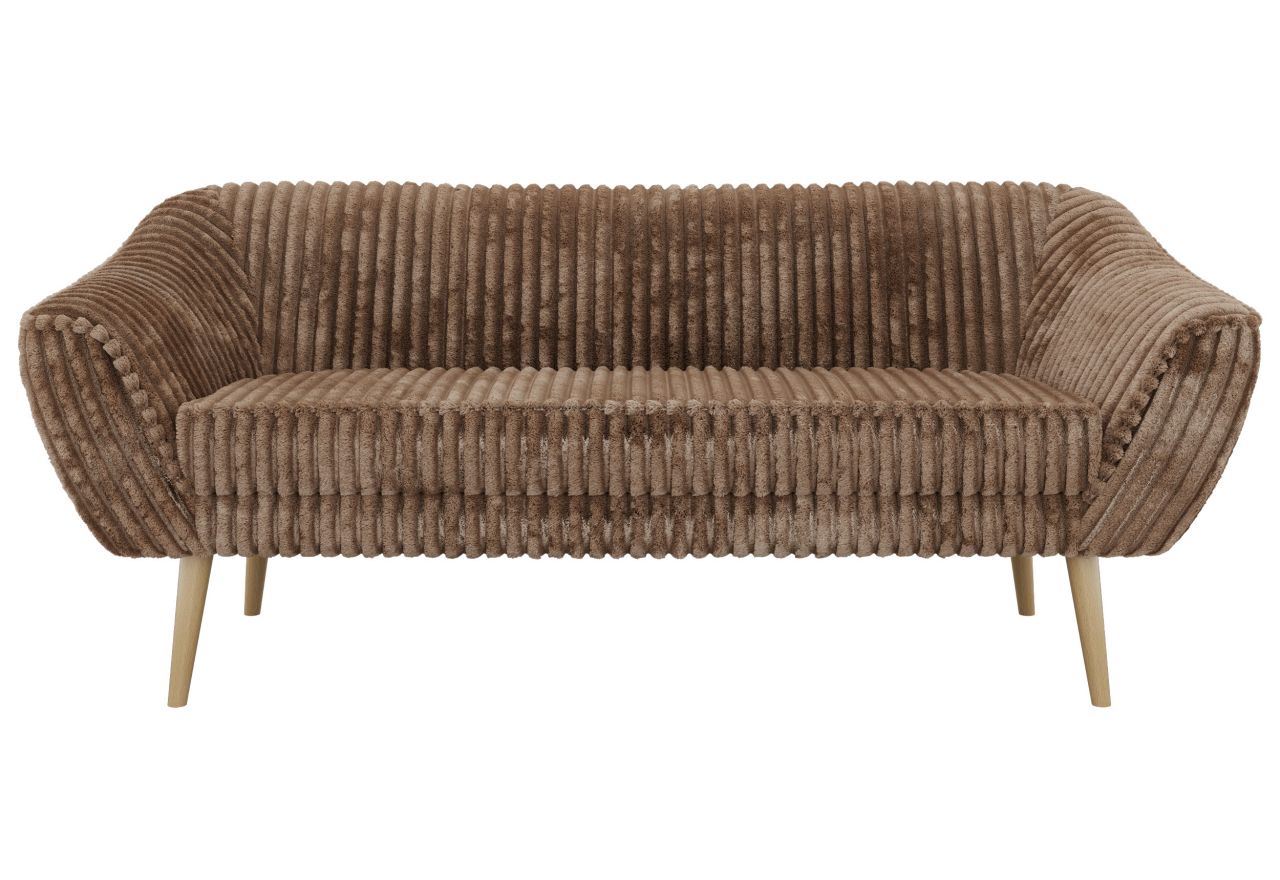 Sofa PIRS 3 - brązowy, sztruks - nóżki,  buk