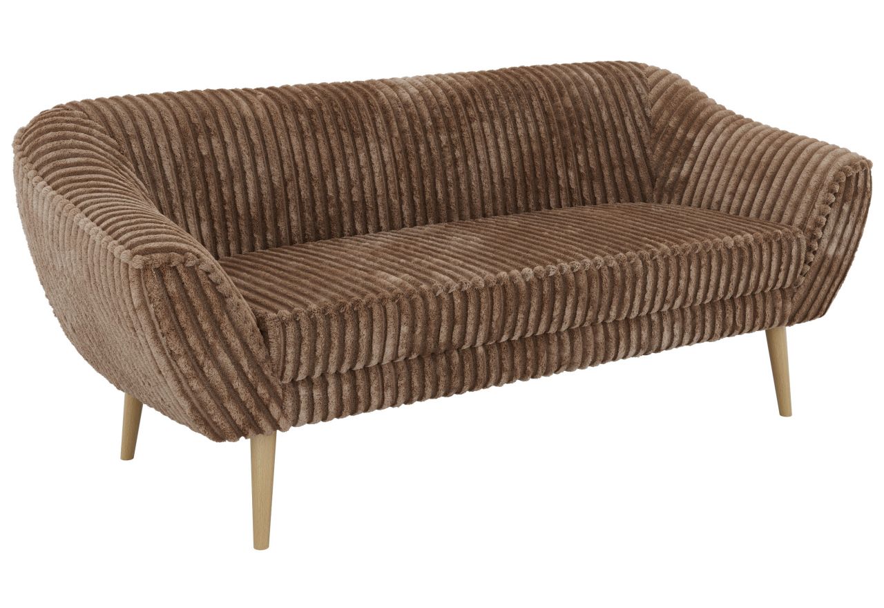 Sofa PIRS 3 - brązowy, sztruks - nóżki,  buk