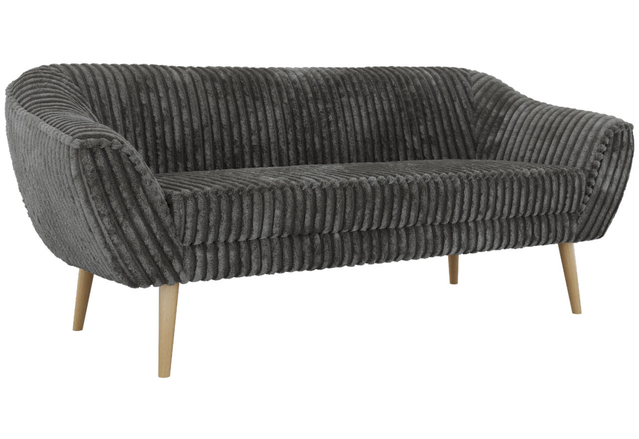 Sofa PIRS 3 - szary, sztruks - nóżki,  buk