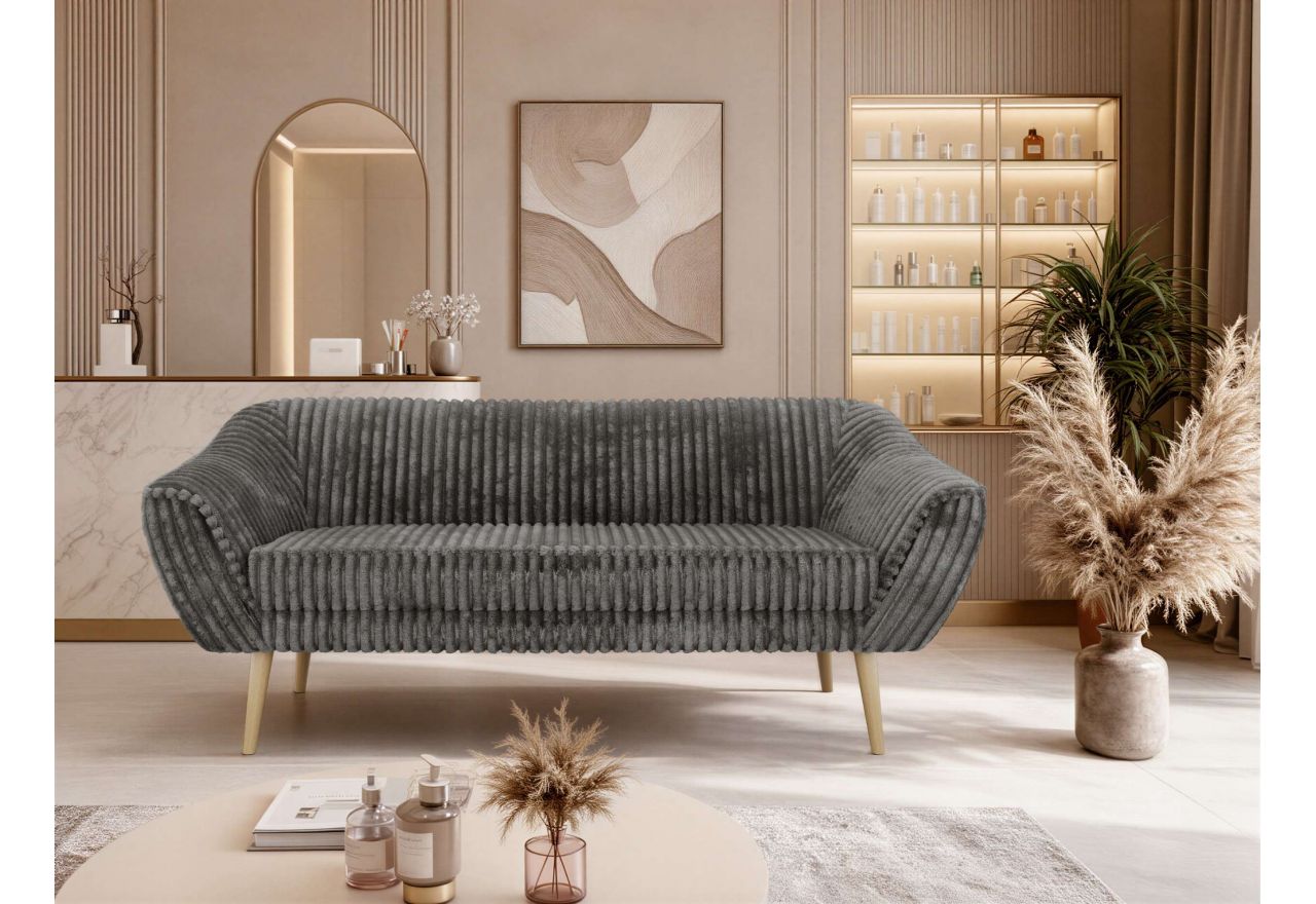 Sofa PIRS 3 - szary, sztruks - nóżki,  buk