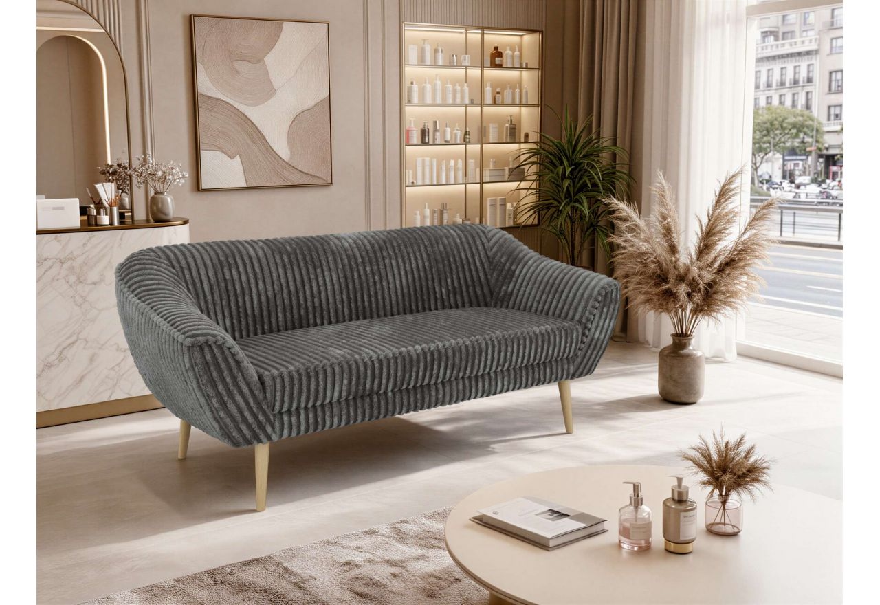 Sofa PIRS 3 - szary, sztruks - nóżki,  buk