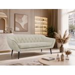Sofa PIRS 3 - kremowy, welwet - nóżki,  czarny