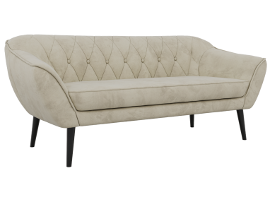 Sofa PIRS 3 - kremowy, welwet - nóżki,  czarny