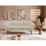 Sofa PIRS 3 - kremowy, welwet - nóżki,  czarny