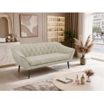 Sofa PIRS 3 - kremowy, welwet - nóżki,  czarny