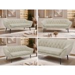 Sofa PIRS 3 - kremowy, welwet - nóżki,  czarny