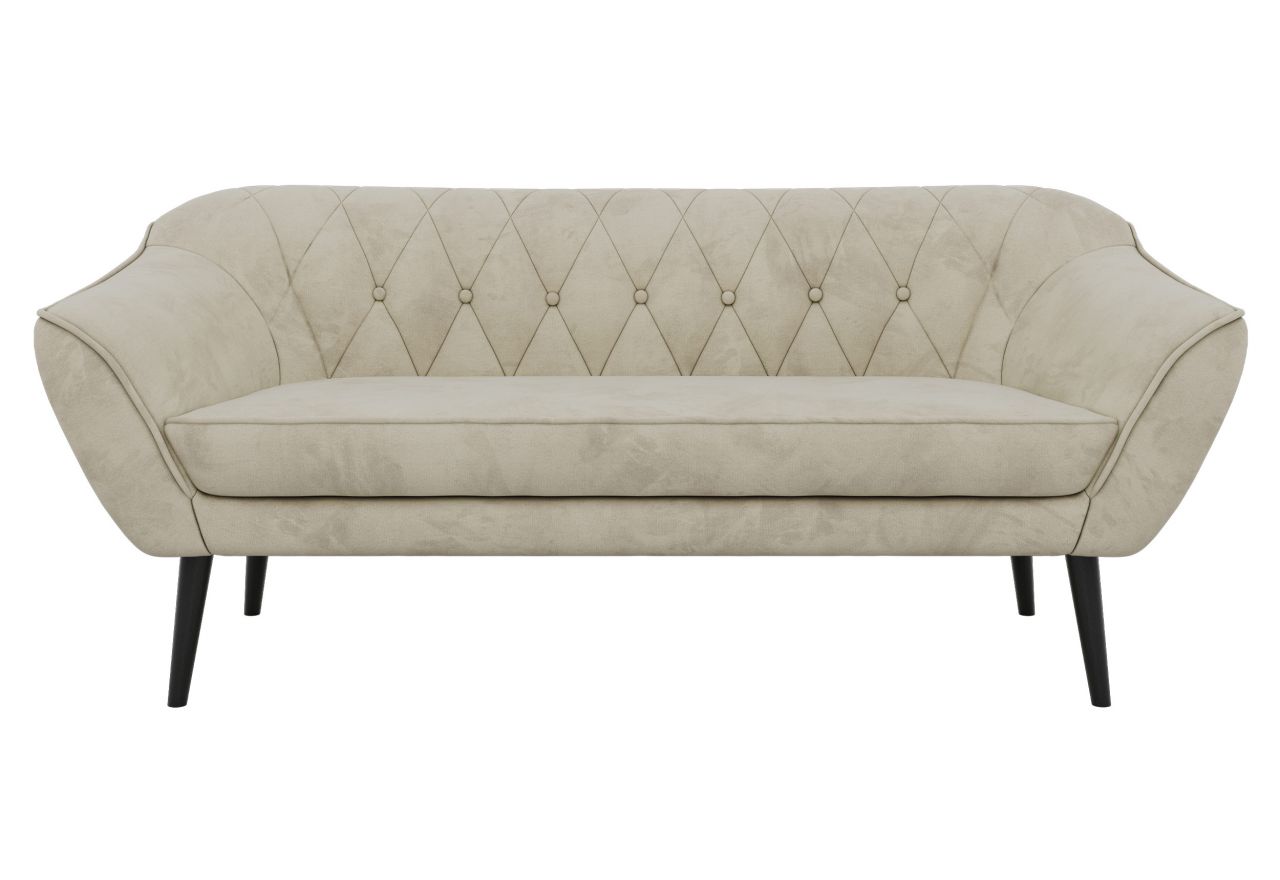 Sofa PIRS 3 - kremowy, welwet - nóżki,  czarny