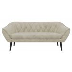 Sofa PIRS 3 - kremowy, welwet - nóżki,  czarny