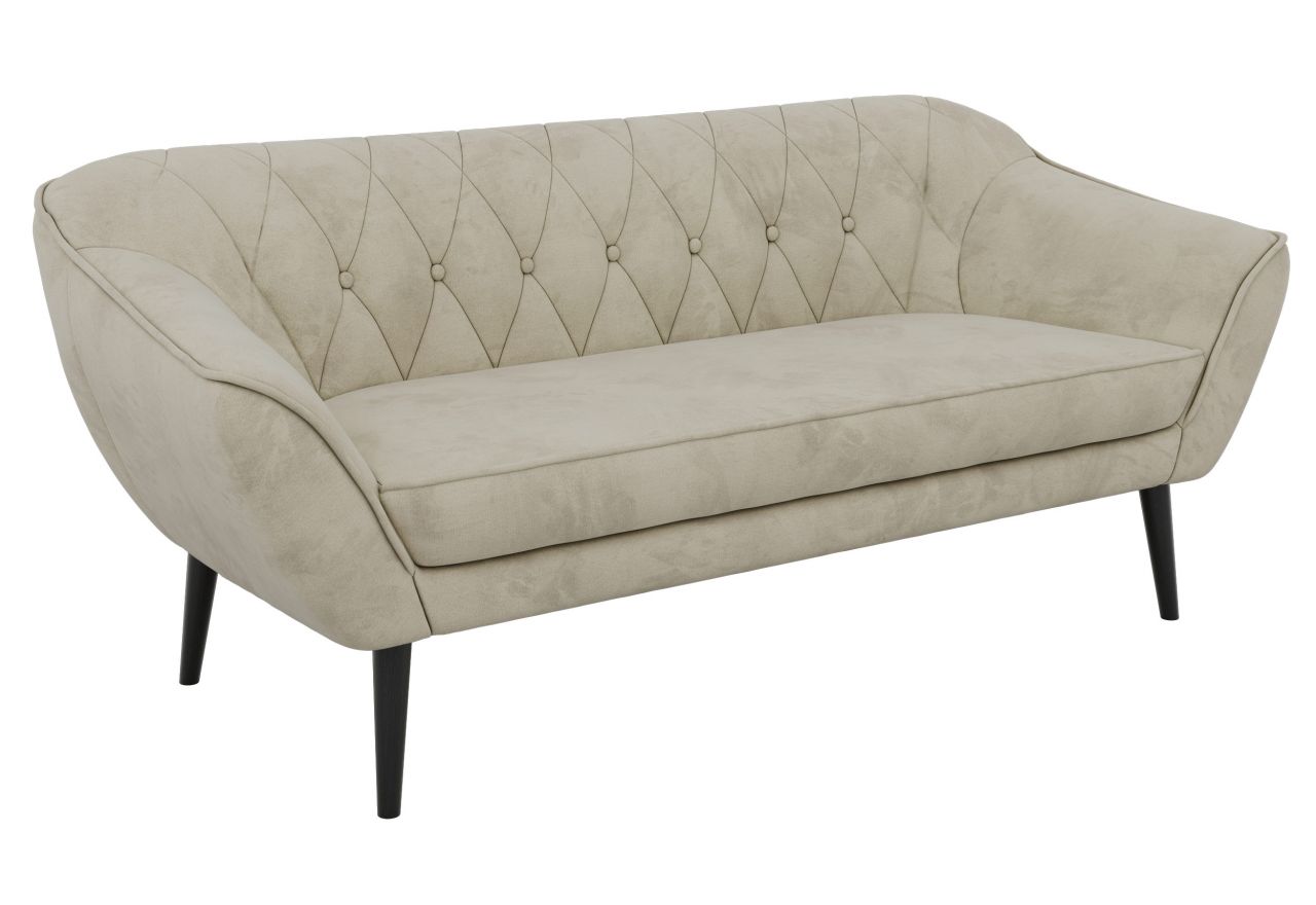 Sofa PIRS 3 - kremowy, welwet - nóżki,  czarny