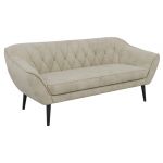 Sofa PIRS 3 - kremowy, welwet - nóżki,  czarny