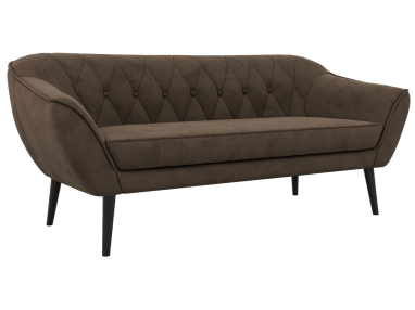 Sofa PIRS 3 - brązowy, welwet - nóżki,  czarny