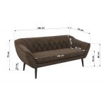 Sofa PIRS 3 - brązowy, welwet - nóżki,  czarny